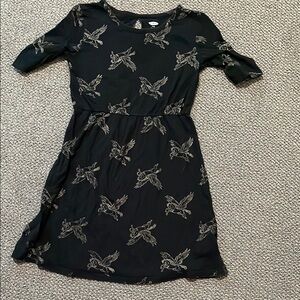 Kids Black Dress with pegasus Pattern